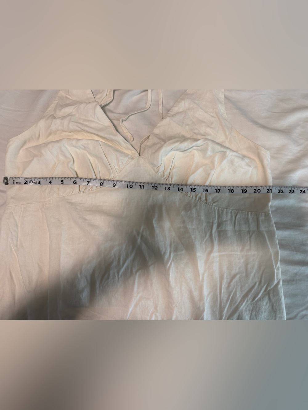 Old Navy Linen Blend White V-Neck Midi Dress - Picture 7 of 9